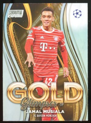 2022-23 Topps Stadium Club Chrome Jamal Musiala Glimpses Gold #GG-JM