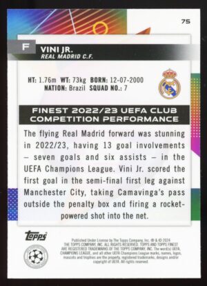 2023-24 Topps Finest UEFA Club Competitions VINI JR. #75