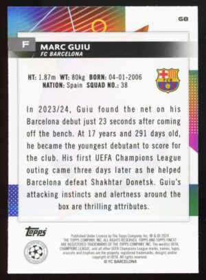 2023-24 Topps Finest UEFA Club Competitions Marc Guiu #68