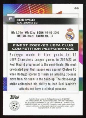 2023-24 Topps Finest UEFA Club Competitions Rodrygo #66