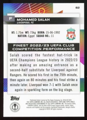 2023-24 Topps Finest UEFA Club Competitions Mohamed Salah #82