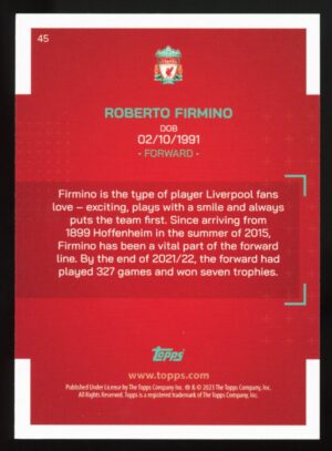 2022-23 Topps Liverpool FC Team Set Roberto Firmino Never Walk Alone #45