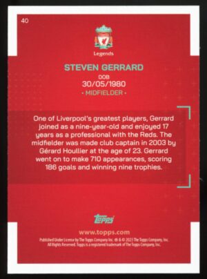 2022-23 Topps Liverpool FC Team Set Steven Gerrard Never Walk Alone #40