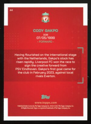 2022-23 Topps Liverpool FC Team Set Cody Gakpo Never Walk Alone #44