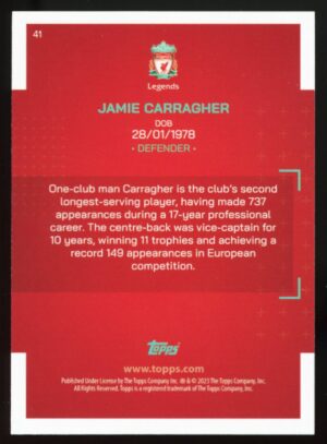 2022-23 Topps Liverpool FC Team Set Jamie Garragher Never Walk Alone #41