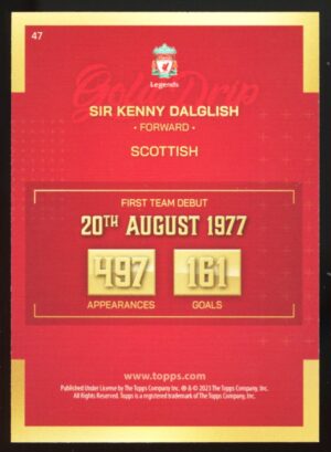 2022-23 Liverpool FC Team Set Gold Drip Sir Kenny Dalglish #47