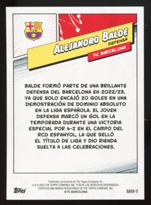 2023-24 Topps FC Barcelona Fan Set Heroes Alejandro Balde #BARH-11