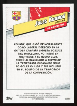 2023-24 Topps FC Barcelona Fan Set Heroes Jules Koundé #BARH-9