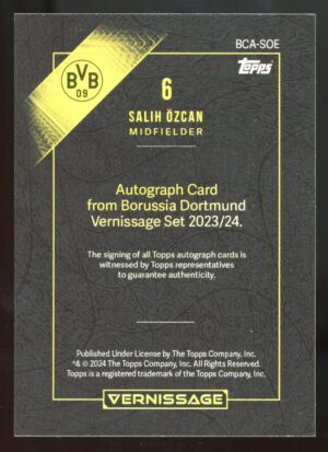 2023-24 Topps BVB Vernissage Salih Özcan #BCA-SOE Auto