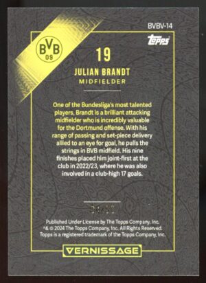 2023-24 Topps Borussia Dortmund Vernissage Julian Brandt #BVBV-14 Gold /50