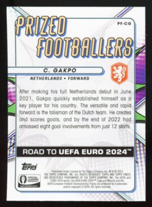 2023 Topps Finest UEFA EURO 2024 Cody Gakpo Prized Footballers Refractor #PF-CG