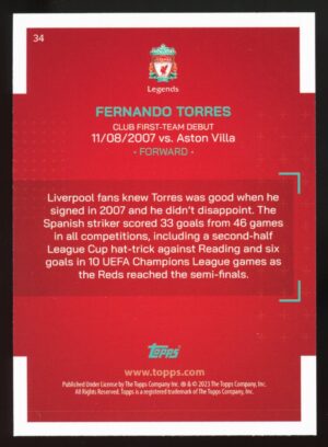 2022-23 Topps Liverpool FC Team Set Fernando Torres Our City #34