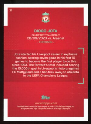 2022-23 Topps Liverpool FC Team Set Diogo Jota Our City #31