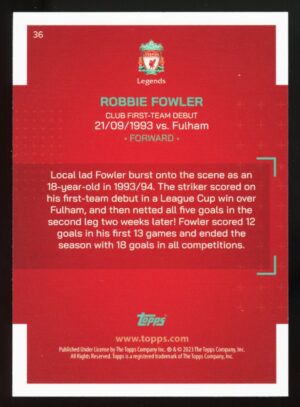 2022-23 Topps Liverpool FC Team Set Robbie Fowler Our City #36