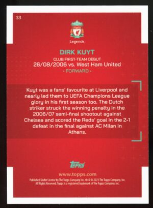 2022-23 Topps Liverpool FC Team Set Dirk Kuyt Our City Icy #33