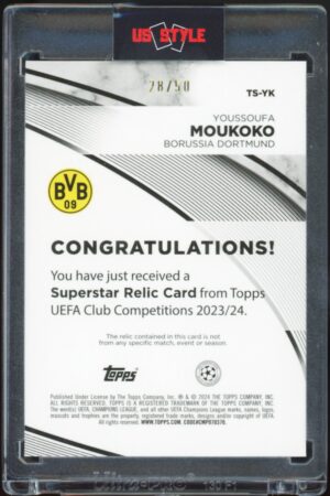 2023-24 Topps UEFA Champions League Youssoufa Moukoko #TS-YK Superstar Relic /50 Gold