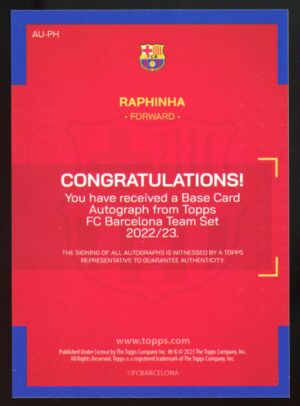 2022-23 Topps FC Barcelona Team Set Raphinha Auto #AU-PH