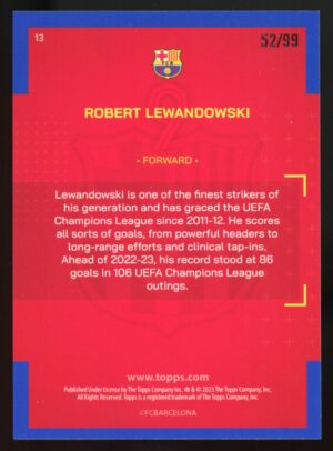 2022-23 Topps FC Barcelona Team Set  Robert Lewandowski#13 - Pink Parallel /99