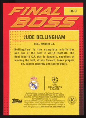 2023-24 Topps Superstars Jude Bellingham FB-9 Final Boss