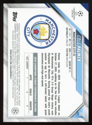 2021-22 TOPPS UEFA Champions League Cole Palmer #80 RC