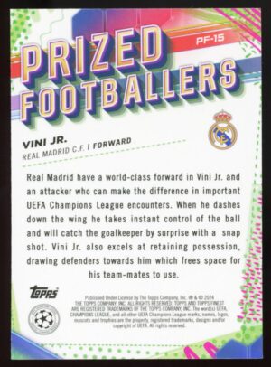 2023-24 Finest UEFA Club Competitions VINI JR. #PF-15 Prized Footballers