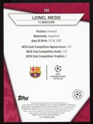 2023-24 Topps UCC Superstars – Common (Yellow) Messi #191