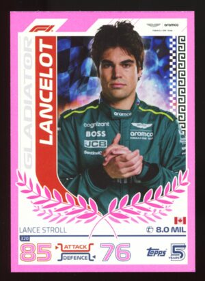 2024 Topps Turbo Attax Formula 1 Gladiator Lancelot Lance Stroll Pink