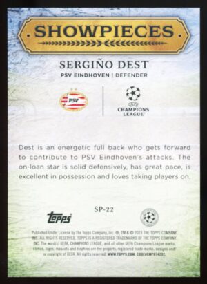 2023-24 Topps UCL Superstars Showpieces – Sergiño Dest #SP-22 (PSV EINDHOVEN)