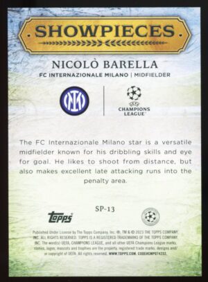 2023-24 Topps UCL Superstars Showpieces – Nicolò Barella #SP-13 (INTER)