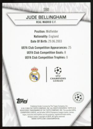 2023-24 Topps Super Stars UCL Jude Bellingham #136 – Common (Yellow)