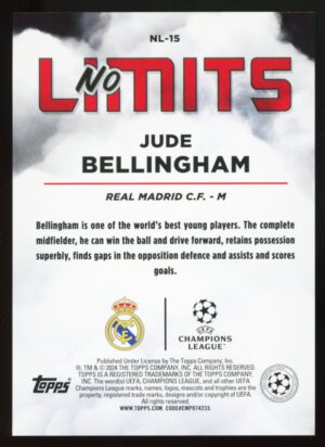 2023-24 Topps UCC Superstars – NO LIMITS Jude Bellingham #NL-15