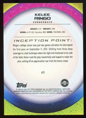 2022-23 Bowman Inception University Kelee Ringo #63 Aqua Foil V2 /199