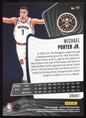 2023-24 Panini Revolution Sunburst /75  Michael Porter JR. #77 Nuggets