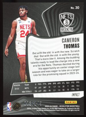 2023-24 Panini Revolution Impact Cameron Thomas #30 Nets