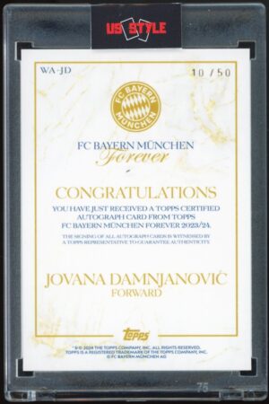 2023-24 Topps Bayern Munich Forever Jovana Damnjano/50 Auto Gold Parallel #WA-JD