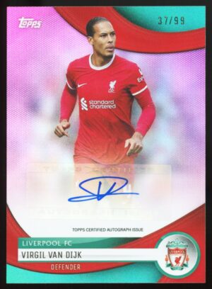 2023-2024 Topps Liverpool Team Set Virgil Van Dijk Pink /99 Auto