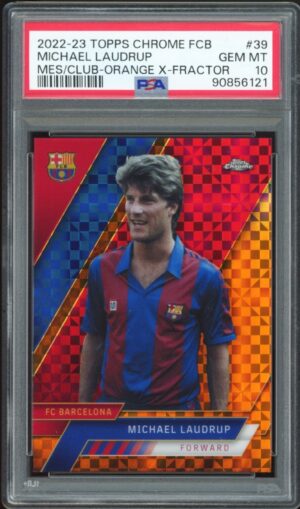 2023 Topps Chrome FC Barcelona: Més Que Un Club Michael Laudrup #39 Orange X-Fractor /25 PSA 10. POP. 1