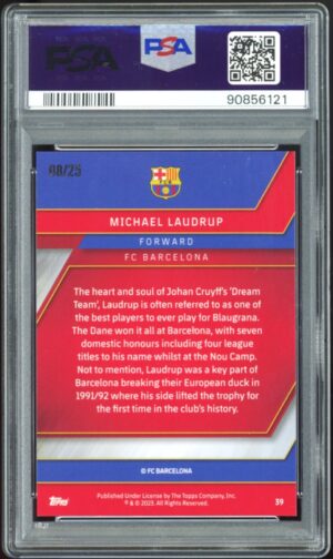 2023 Topps Chrome FC Barcelona: Més Que Un Club Michael Laudrup #39 Orange X-Fractor /25 PSA 10. POP. 1