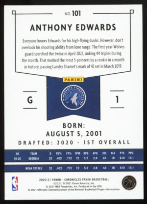 2020-21 Panini Chronicles Anthony Edwards #101 Rookie RC