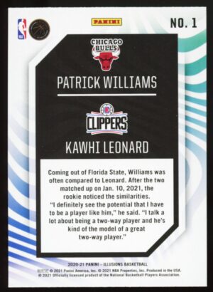 2020-21 Panini Illusions Rookie Reflections Kawhi Leonard / Patrick Williams #1