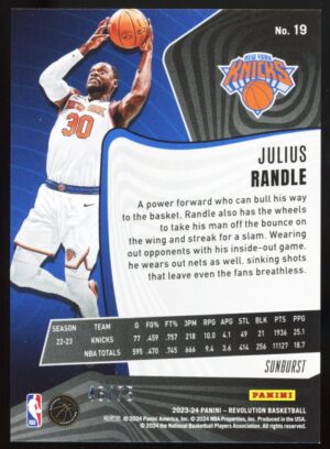 2022-23 Revolution Julius Randle #25 Sunburst /75 New York Knicks