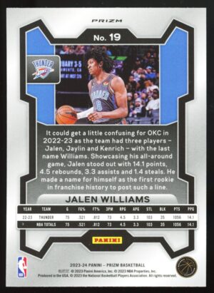 2023-24 Panini Prizm Cracked Ice Jalen Williams #19