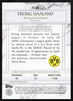 2021-22 Stadium Club Chrome UCL Championship Contributions Erling Haaland #CC-EH