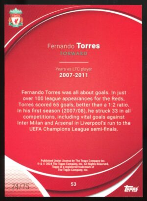 2023-24 Topps Chrome Liverpool Fernando Torres #53 Yellow /75