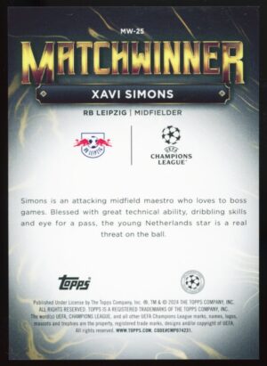 2023/24 Topps UCC Superstars Xavi Simons MatchWinner #MW-25