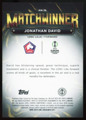 2023/24 Topps UCC Superstars Jonathan David MatchWinner #MW-29