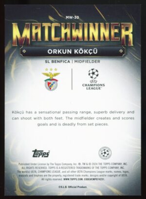 2023/24 Topps UCC Superstars Orkun Kökçü MatchWinner #MW-30