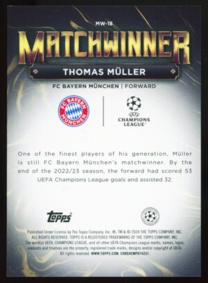 2023/24 Topps UCC Superstars Thomas Müller MatchWinner #MW-18