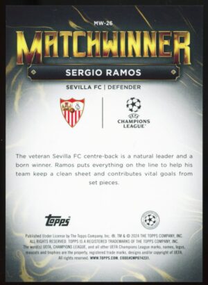 2023/24 Topps UCC Superstars Sergio Ramos MatchWinner #MW-26