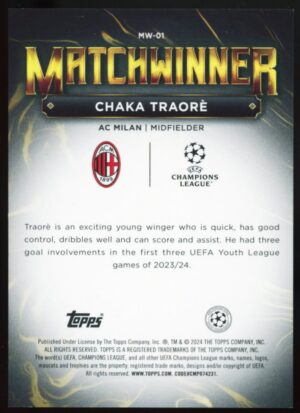 2023/24 Topps UCC Superstars Chaka Traorè MatchWinner #MW-01